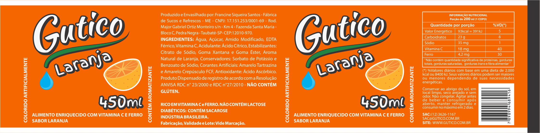 Gutico Refrescos - Refresco sabor laranja