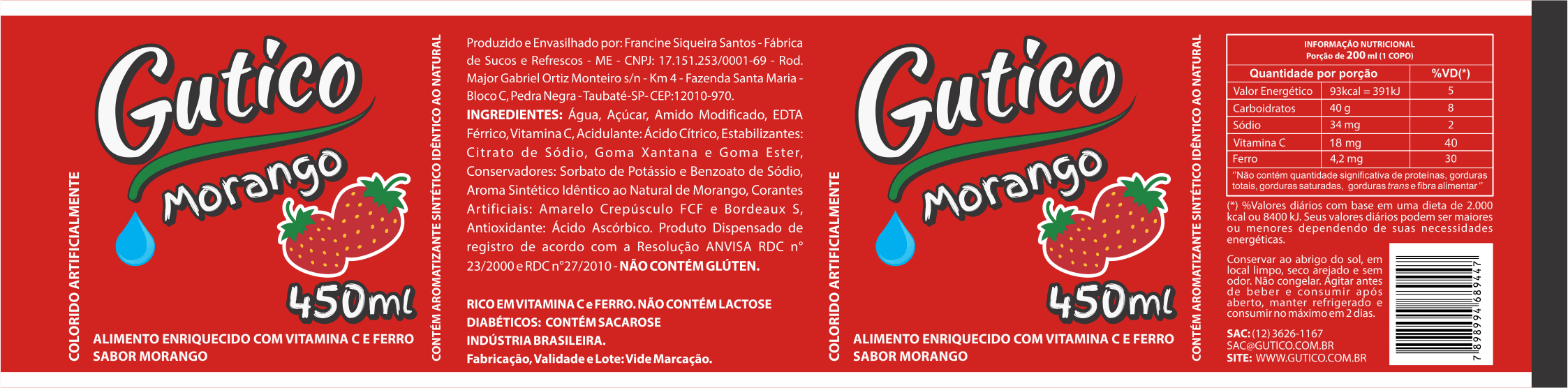 Gutico Refrescos - Refresco sabor morango